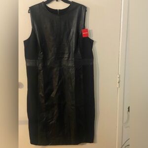 SPANX Leather-Like Combo Sheath Black Dress Size 2X Fitted